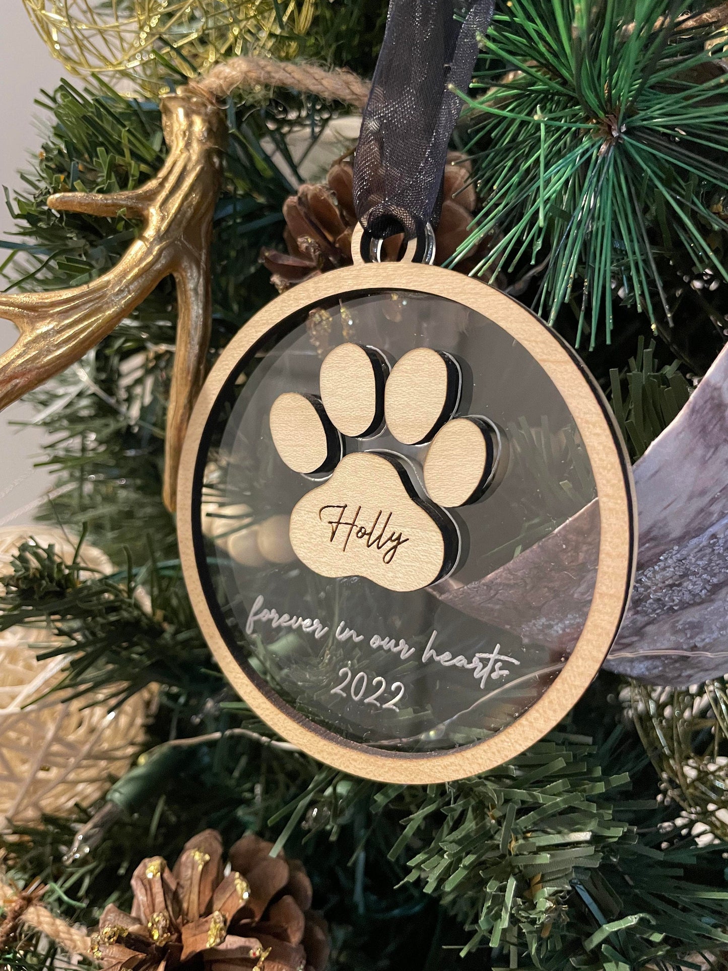Personalized Pet Memorial Ornament 2024 Forever in Our Hearts