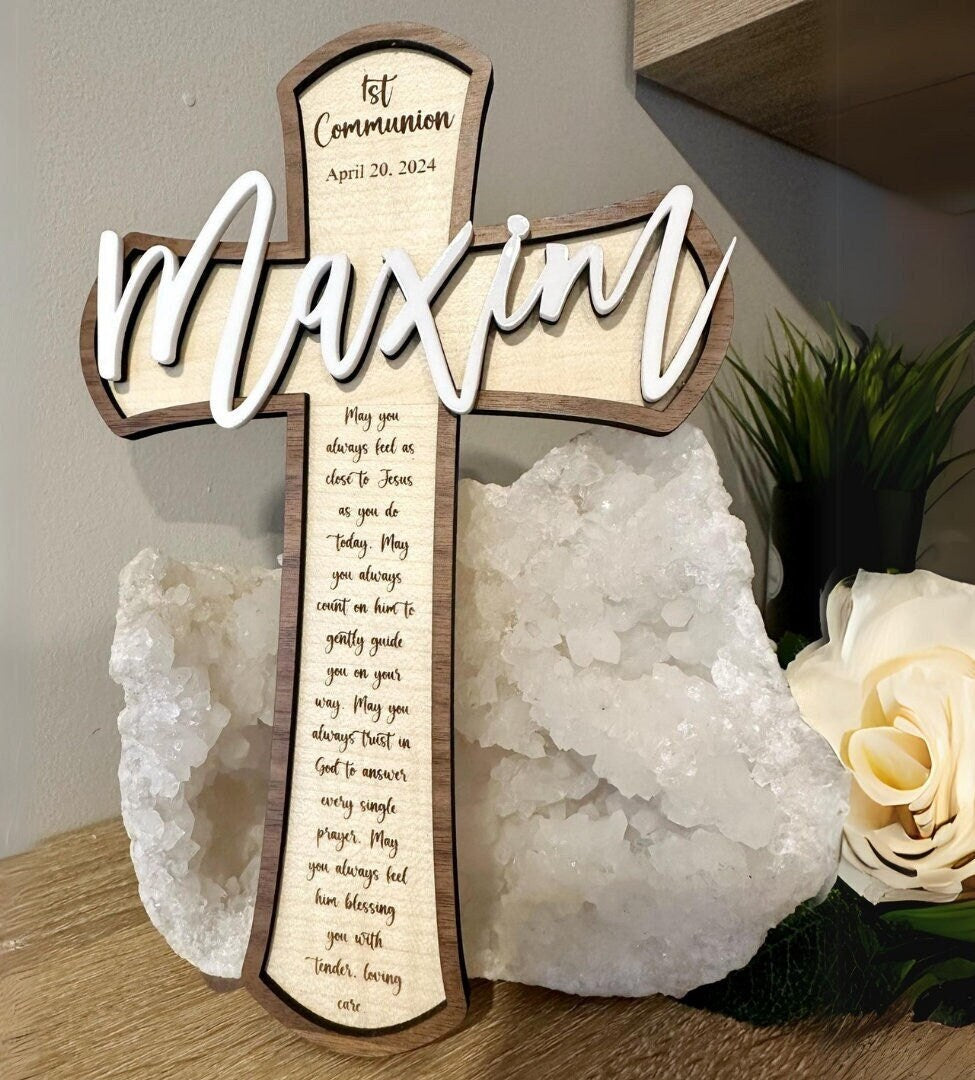 First Communion Gift Baptism Gift Confirmation Cross Christening Gift Personalized Wood Cross boys communion gift girls communion gift