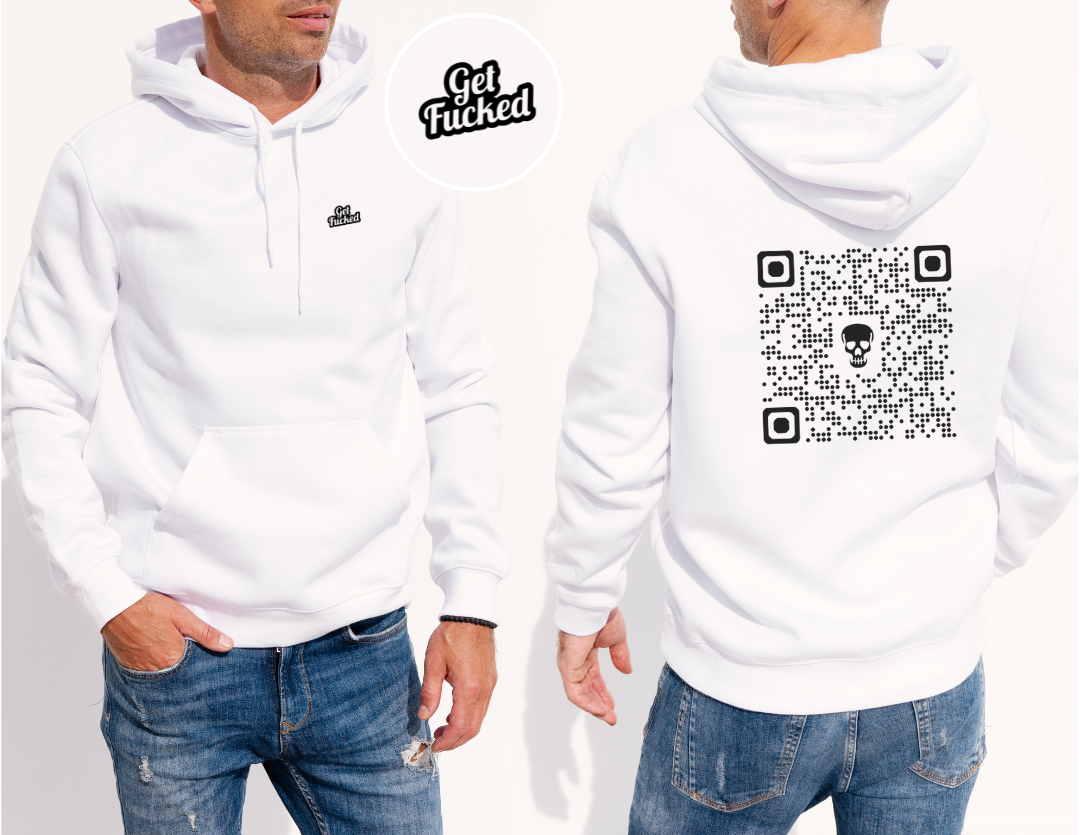 Offensive QR Code Hoodie - "Get F*cked" Unisex Pullover