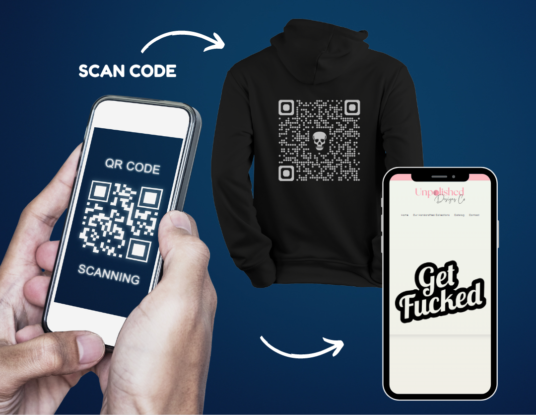 Offensive QR Code Hoodie - "Get F*cked" Unisex Pullover